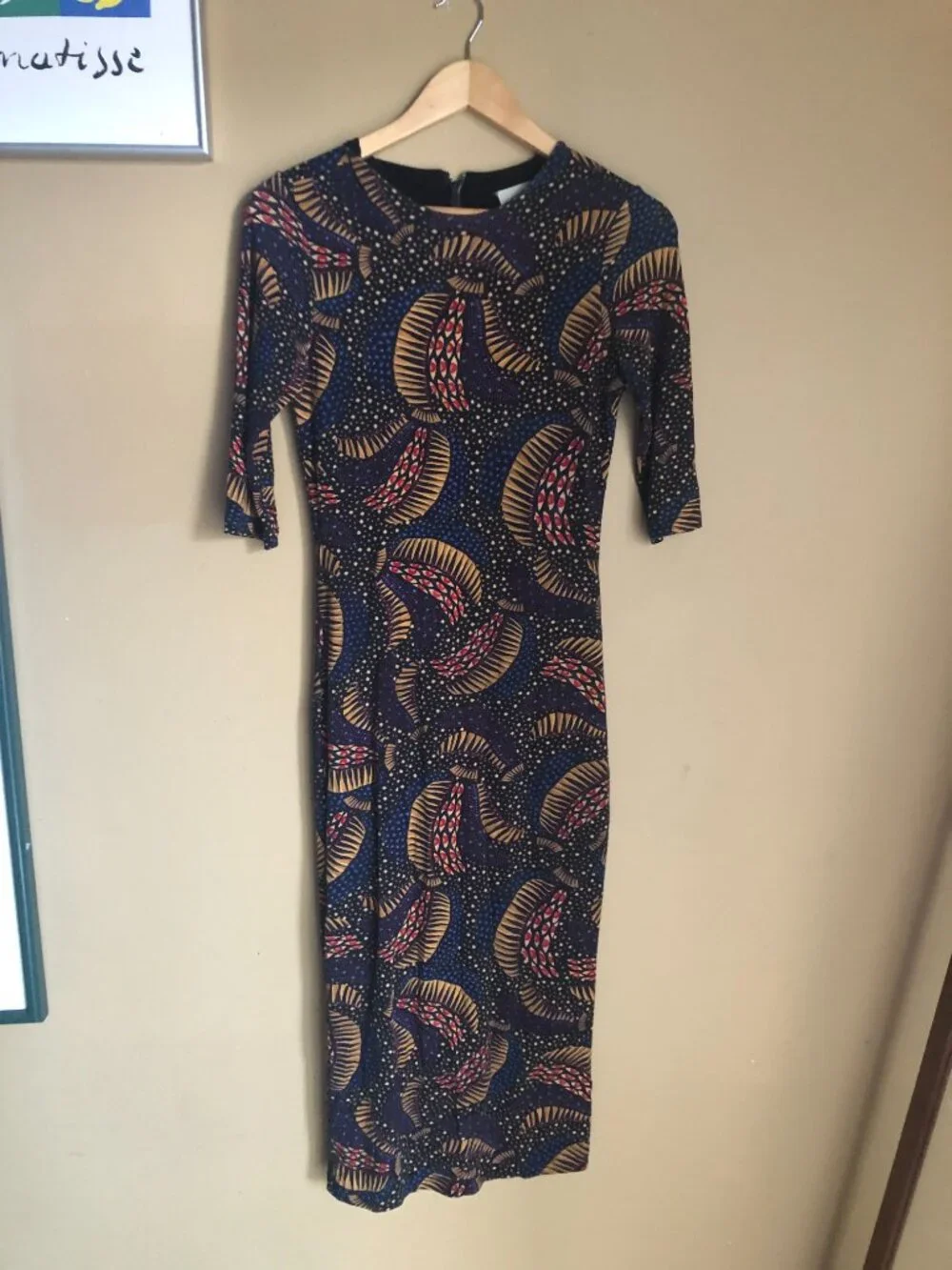 Farm Rio black wild bananas sheath midi dress